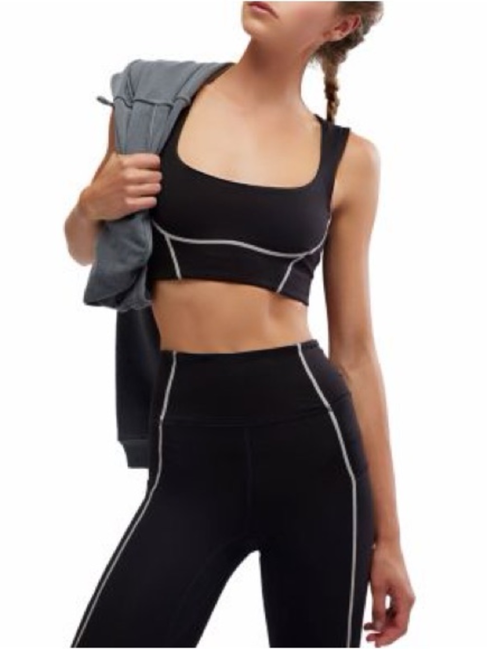 Free People You’re a Peach Sports Bra, Size M, in Black